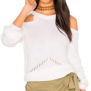 NWT Splendid Belle White Cold Shoulder Sweater, Size M